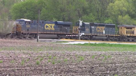 Two Csx Units On Union Pacific Freight At Atomic Crossing Ames Iowa