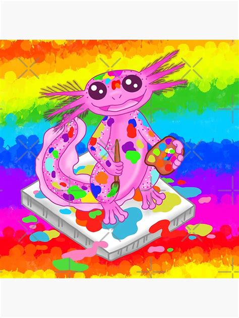 Kawaii Rainbow Axolotl Painter Photographic Print By Katychristoff