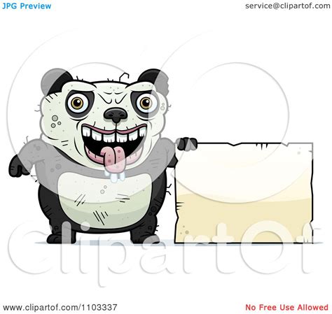 Clipart Ugly Panda With A Sign Royalty Free Vector Illustration By