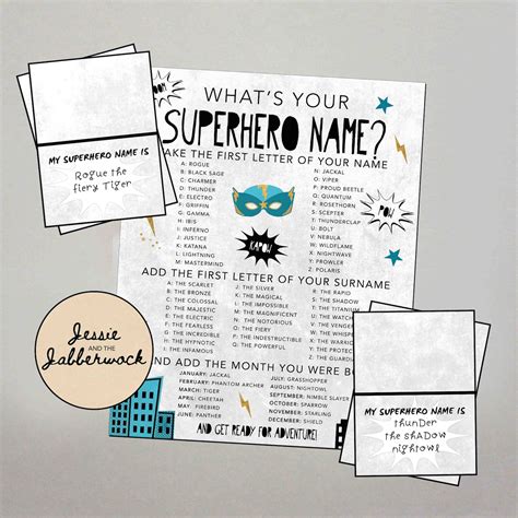Whats Your Superhero Name Printable Instant Download Etsy