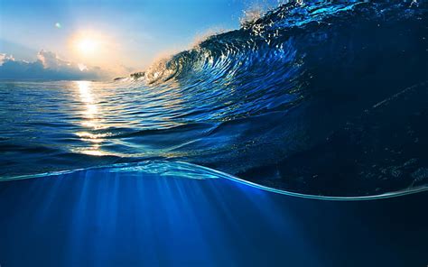 X Px Free Download Hd Wallpaper Blue Ocean Splash Blue Sea Water Wave Sky