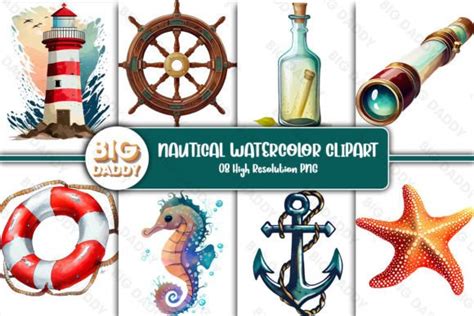 Nautical Watercolor Clipart Graphic By Big Daddy Creative Fabrica