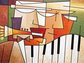 Music Art Print On Canvas Horn And Piano Duet