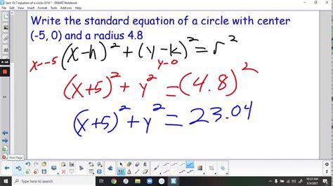 Geom A Sect 10 7 Equations Of Circles Youtube