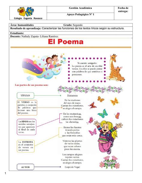 Ejercicio Online De El Poema Para 2º Puedes Hacer Los Ejercicios Online O Descargar La Ficha
