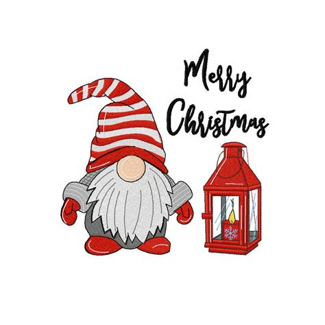 Gnome Merry Christmas Embroidery Design Machine Embroidery Etsy Uk
