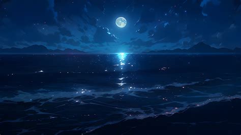 Aesthetic Night Ocean Desktop Wallpaper Night Ocean Wallpaper
