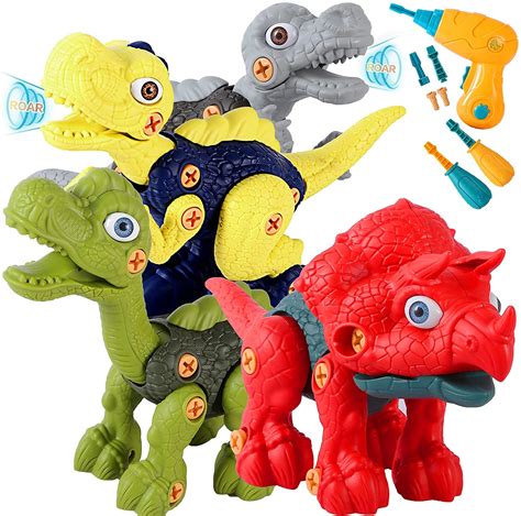 Szjjx Take Apart Dinosaur Toys For Kids 3 5 Dinosaurs Construction Building Toy Set With