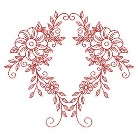 Redwork Floral Motif Embroidery Designs Machine Embroidery Designs At