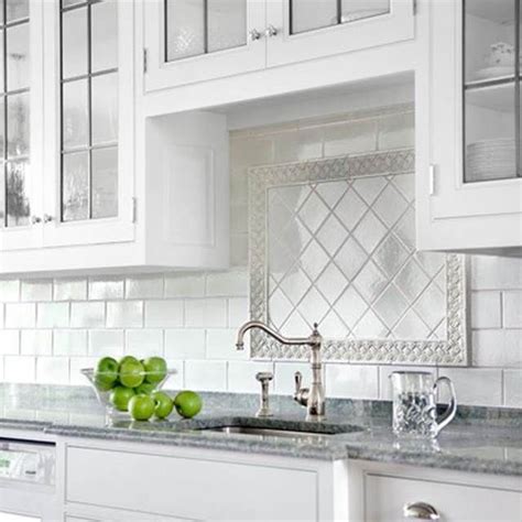 White Subway Tile With Thick Border And White Diamond Shaped Raised