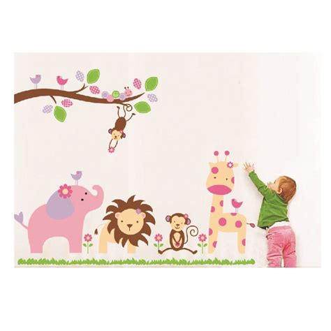 New Cute Cartoon Animal Wall Stickers Removable Wallpaper For Kids