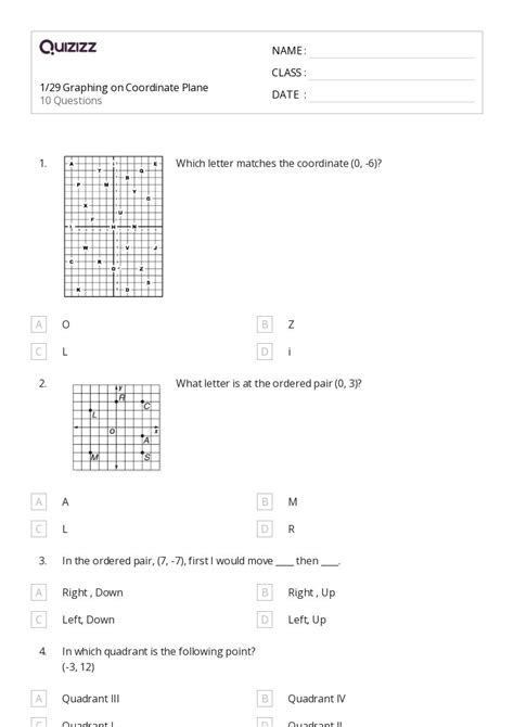 50 Coordinate Planes Worksheets For 7th Year On Quizizz Free And Printable