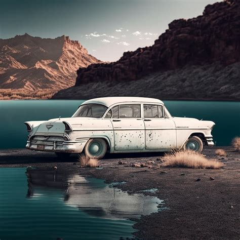 Premium Photo Old Car On Landscaping Wallpaper Illustration Images