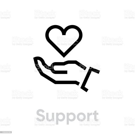 Support Hand Holding Heart Vector Icon Editable Line Illustration Stock