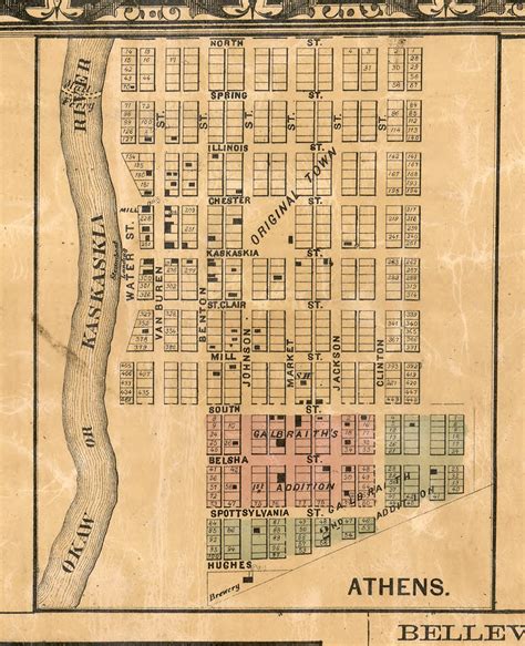 Athens Village St Clair Co Illinois 1863 Old Town Map Custom Print