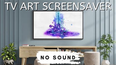 Watercolor Eiffel Tower Framed Art Screensaver 1 Hr No Sound Wall