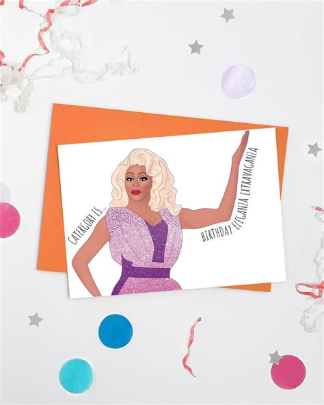 Rupaul Drag Race A6 Digital Illustration Birthday Card Etsy