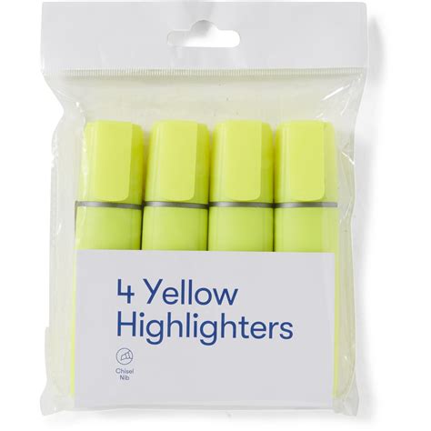 Brilliant Basics Highlighters 4 Pack Yellow Big W