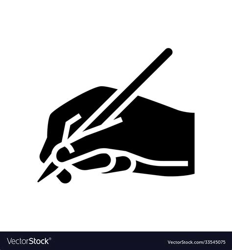 Writing Hand Hold Pen Glyph Icon Royalty Free Vector Image
