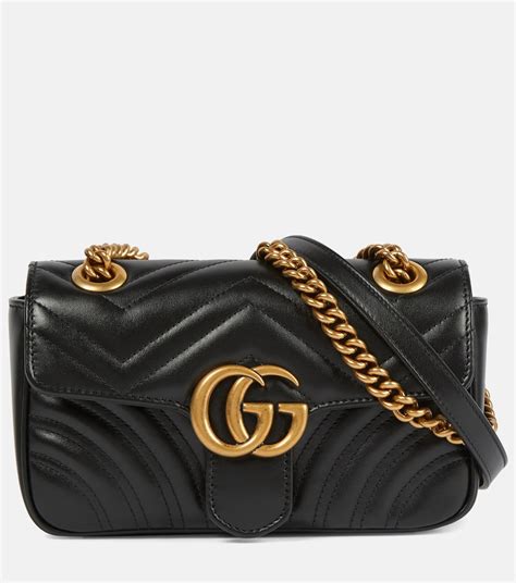 Gucci Gg Marmont Small Matelassé Convertible Shoulder Bag In Blackgold
