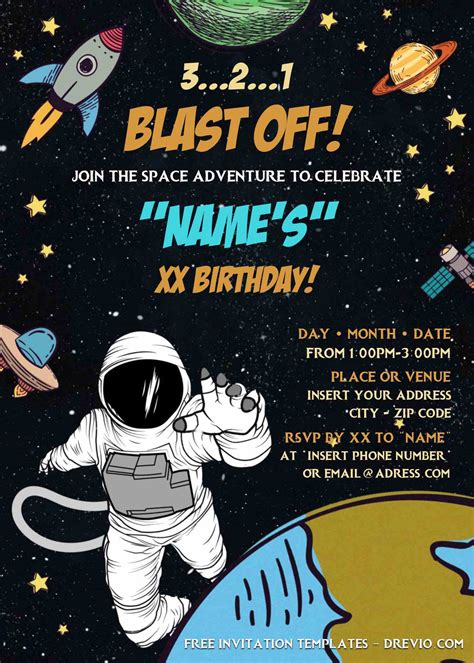Free Astronaut Birthday Invitation Templates For Word Download
