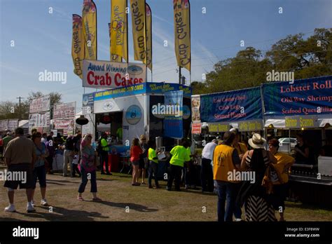 Hungry visitors throng vendor stalls at the annual St. Augustine Lions