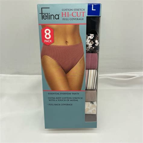 felina intimates and sleepwear l felina ladies full coverage hi cut 8 pack cotton panty womens