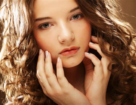 Image Of Beautiful Young Woman With Curly Hair Stock Photo Image Of