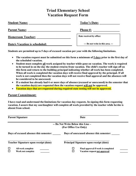 Professional Employee Vacation Request Forms Word Templatelab