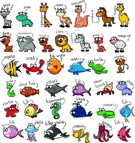 Big Set Of Cartoon Animals Vector Stock Vector Image By ©virinaflora