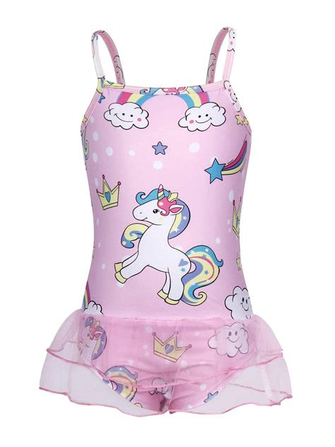 Buy Amzbarleygirls Unicorn Swimming Costume Swimsuit Kids Tutu Skirt