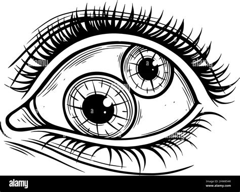Psychedelic Eye Double Pupil Graphic Illustration Stock Vector Image