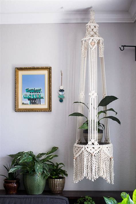 Hold For Brenda Cotton Macrame Plant Hanger Macrame Table Etsy