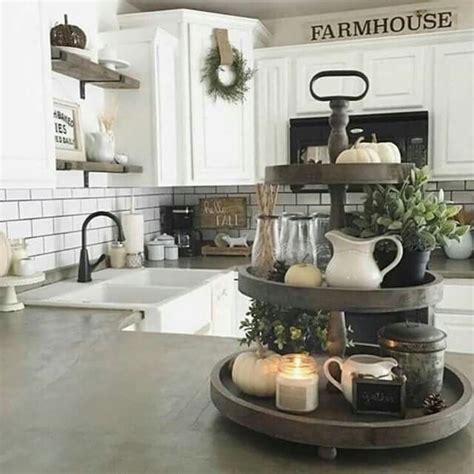 Wooden countertops and farmhouse decor complete this classic look. Pin by Michaelle Moran on Double & Triple Tier Stands ...