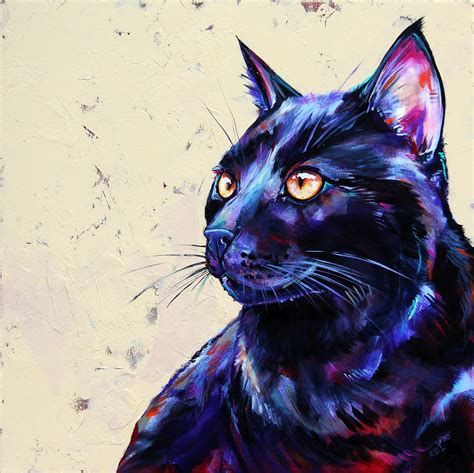 Tabitha Black Cat Portrait By Eve Izzett Paintings For Sale