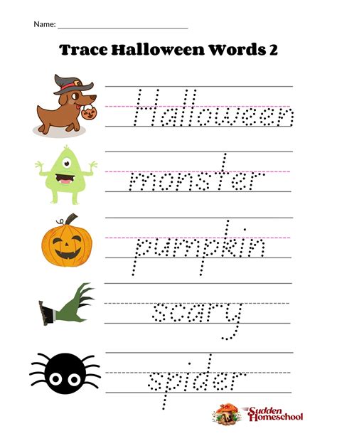 Free Halloween Worksheets Trace Halloween Words Sudden Homeschool
