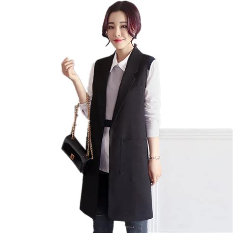 Womens Fashion Waistcoats Summer Spring Casual Long Female Vest Korean Style Womens Vest