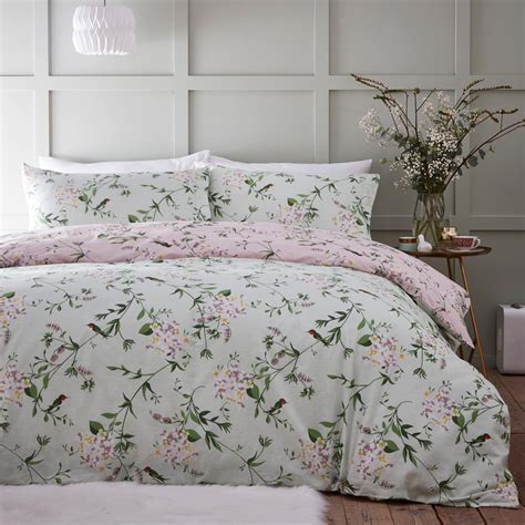 Pink Duvet Covers Floral Hummingbird Print Reversible Green Quilt