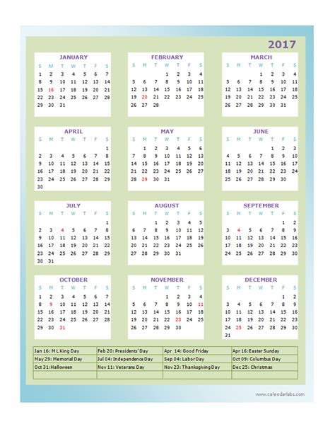 2017 Annual Calendar Design Template Free Printable Templates