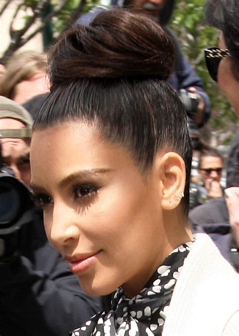 Kim Kardashian Classic Bun Kim Kardashian Updos Lookbook
