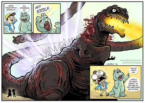 Comic Art By Aiden Casserly Godzilla Funny Godzilla Comics Godzilla