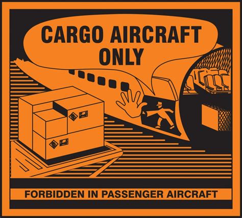 These hazmat labels may be mandatory for domestic and international shipments of hazardous materials. Cargo Aircraft Only Hazardous Material Shipping Label MSL219