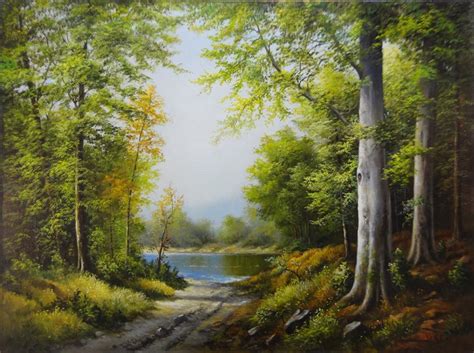 Lake In The Forest By Nikolay Rizhankov Oil Painting