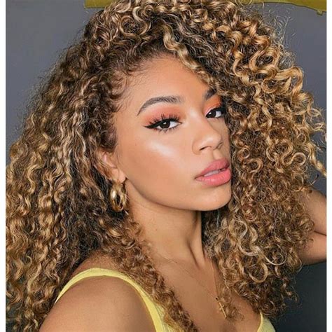 B Ombre Honey Blonde Curly Simulation Human Hair Wigs With Baby