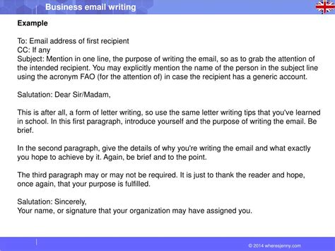 Apr 05, 2006 · i have (up until yesterday) put it on the second line as andygc showed. PPT - How to Write a Business Email: $ Know whom you'll be ...