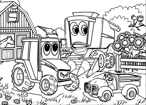 John Johnny Deere Tractor Farm Coloring Page Wecoloringpage