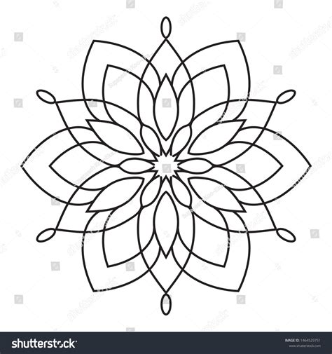 Easy Mandala Doodle Mandalas Flower Coloring Stock Illustration