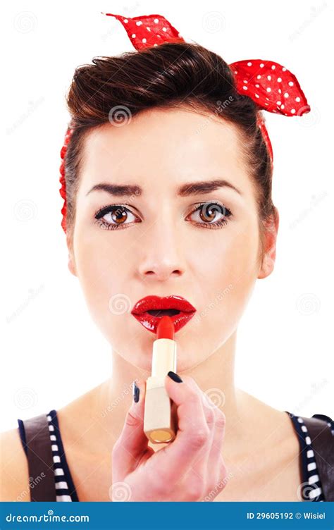 Pin Up Woman With Lipstick Stock Photo Image Of Beautiful 29605192