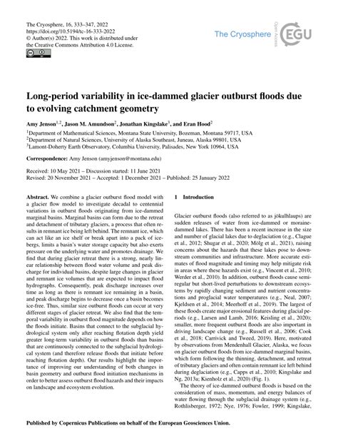 PDF Long Period Variability In Ice Dammed Glacier Outburst Floods Due