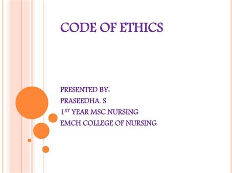 Code Of Ethics Ppt Ppt